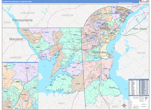 Wilmington-Newark Metro Area Wall Map